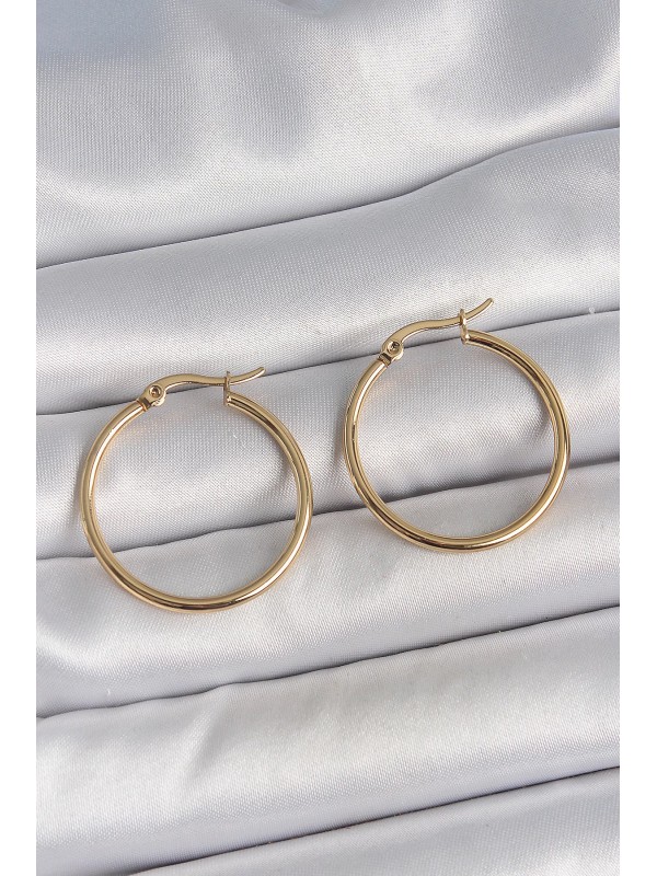 Çelik Kadın Küpe 316L Gold Renk 27 Mm Halka&hellip;