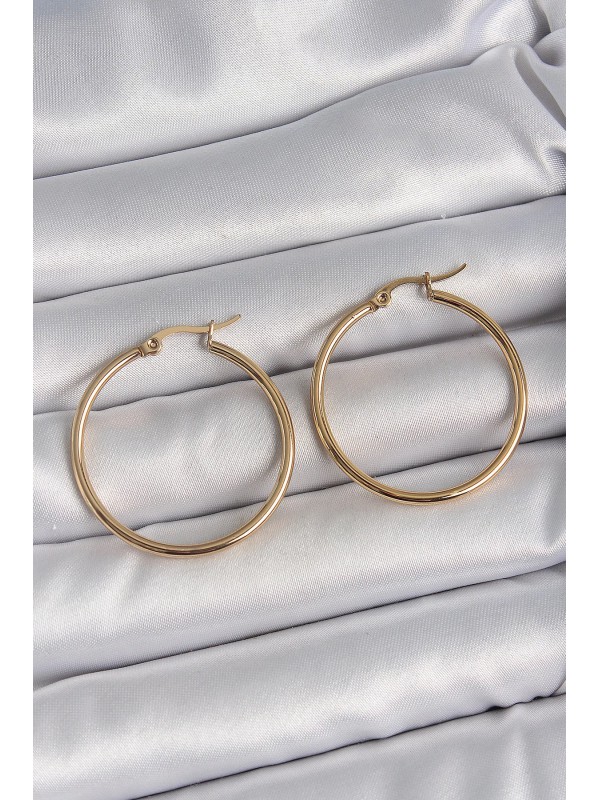 Çelik Kadın Küpe 316L Gold Renk 33 Mm Halka&hellip;