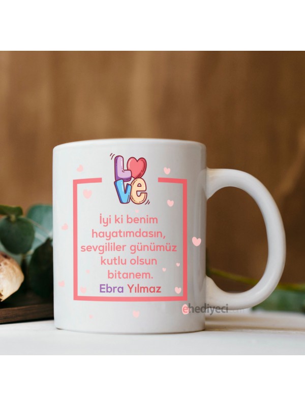 Kişiye Özel Kupa Love Tasarımlı Beyaz Bardak&hellip;