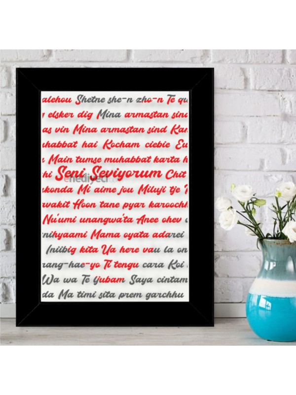 100 Dilde Seni Seviyorum Çerçeveli Pano… 100 Dilde Seni Seviyorum Çerçeveli Pano…