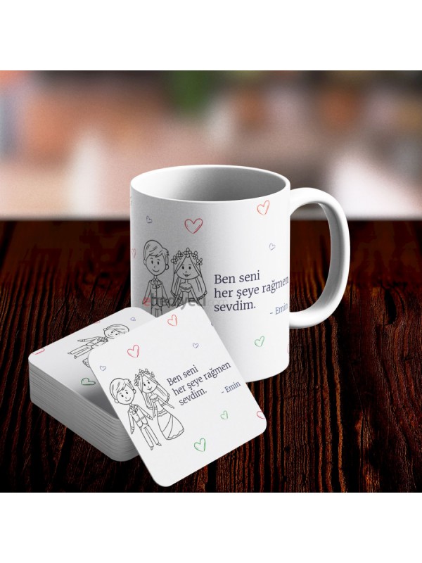 Kişiye Özel Kupa Seti Romantik Ve Altlık -10&hellip;