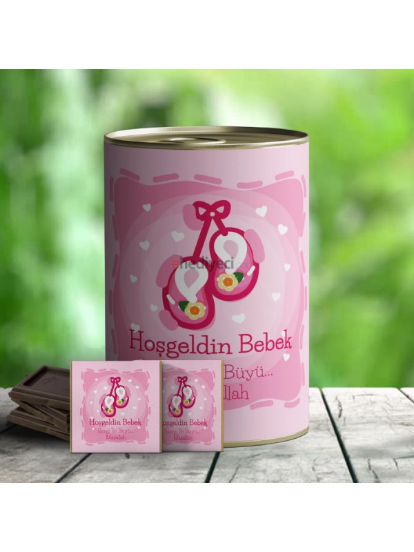 Hediye Hoşgeldin Bebek Çikolata Konservesi - Pembe&hellip;