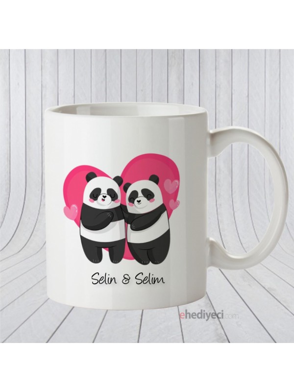Kişiye Özel Kupa Sevimli Panda Temalı Beyaz Bardak&hellip;
