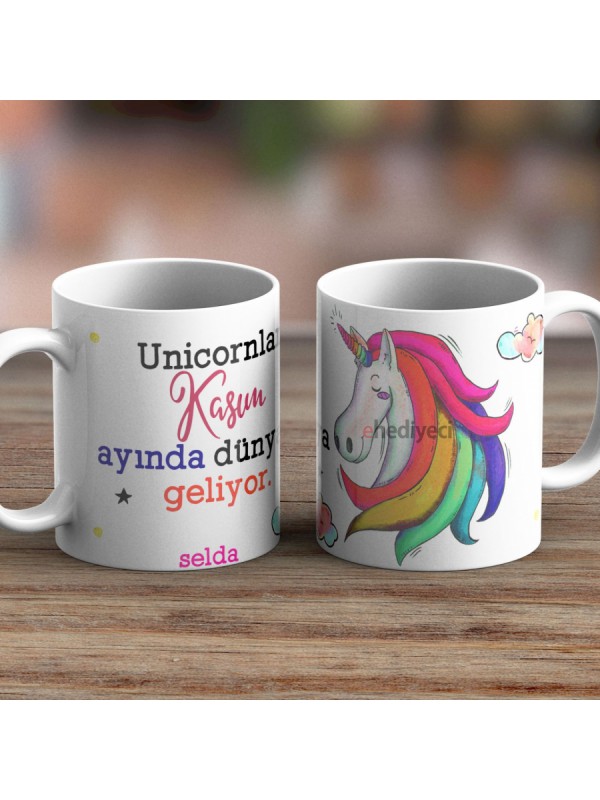 Kişiye Özel Kupa İsimli Unicorn Beyaz -05&hellip;