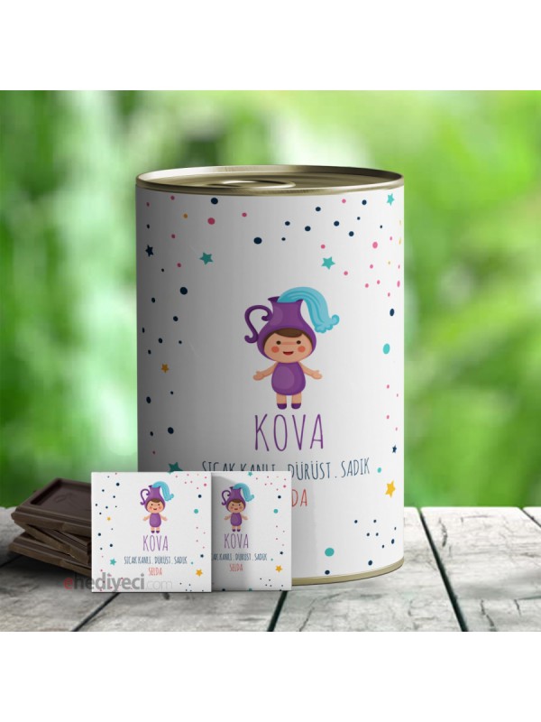 Kişiye Özel Hediye Kova Burcu Çikolata Konservesi… Kişiye Özel Hediye Kova Burcu Çikolata Konservesi…