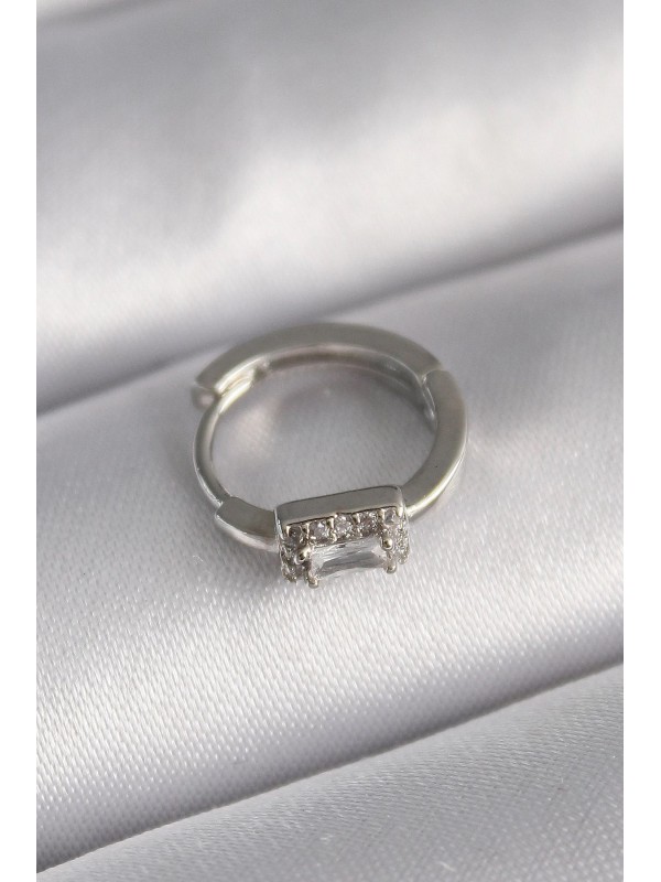Çelik Gümüş Taşlı 316L Renk Kare Zirkon Tragus Piercing&hellip;