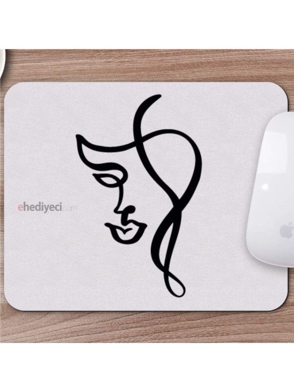 Karakalem Çizimi Soyut Yüz Tasarımlı Mousepad -6&hellip;