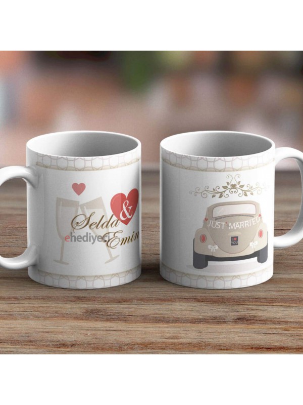 Kişiye Özel Kupa Just Married Temalı Beyaz - 619&hellip;