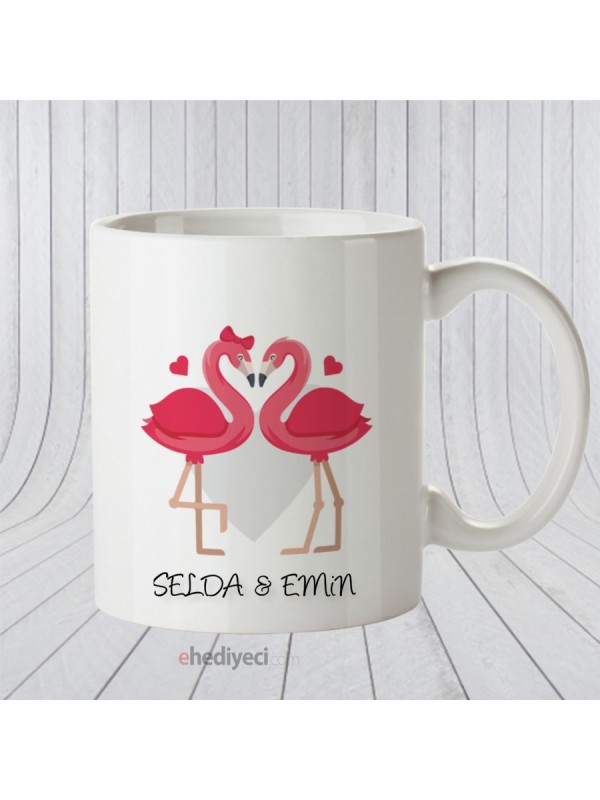 Kişiye Özel Kupa Flamingo Temalı Beyaz Bardak&hellip;