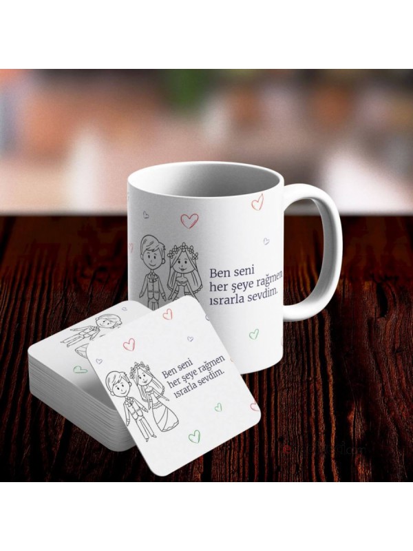 Kupa Seti Tasarım Romantik Ve Altlık - No10… Kupa Seti Tasarım Romantik Ve Altlık - No10…