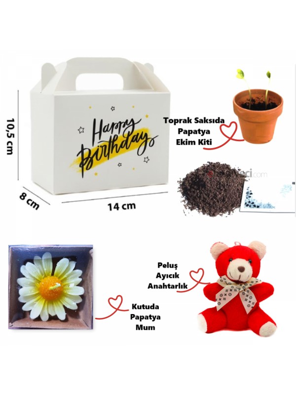 Özel Mum Hediye Kutuda Papatya Temalı Peluş Ayıcık Ve… Özel Mum Hediye Kutuda Papatya Temalı Peluş Ayıcık Ve…