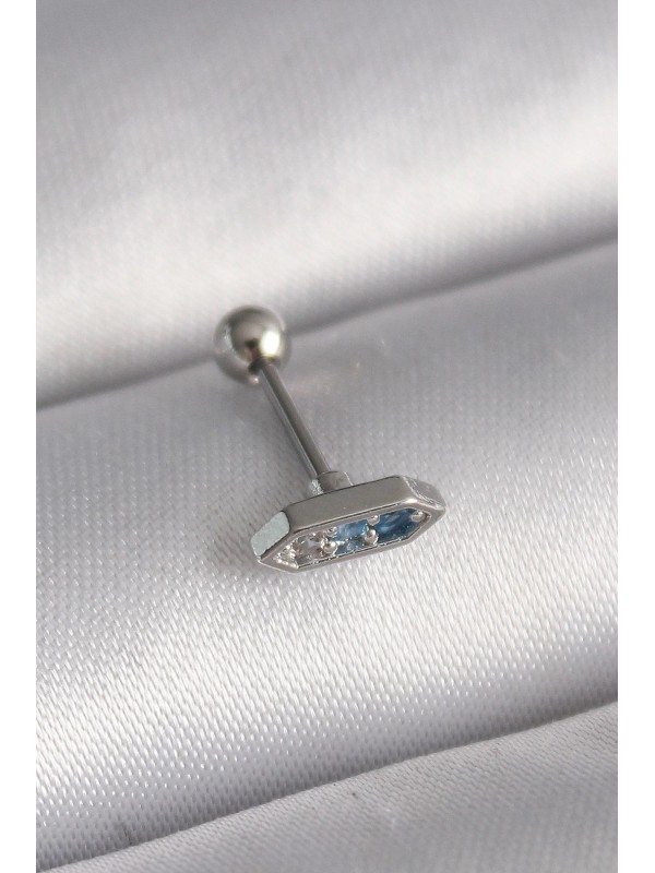 Çelik Gümüş Taşlı 316L Renk Mavi Zirkon Tragus Piercing&hellip;