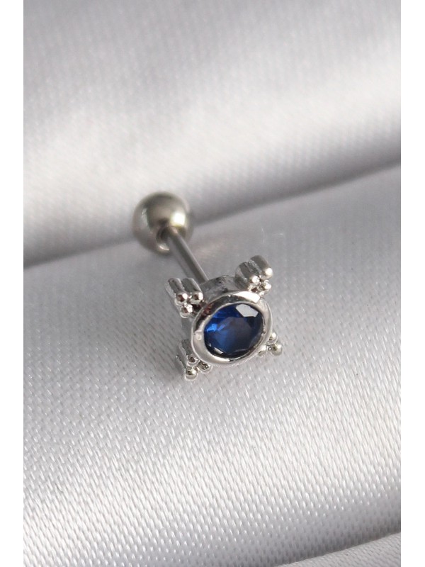 Çelik Gümüş Taşlı 316L Renk Mavi Zirkon Tragus Piercing&hellip;