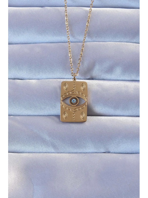 Çelik Altın Kolye Nazarlı Vintage 316L Renk İşlemeli&hellip;