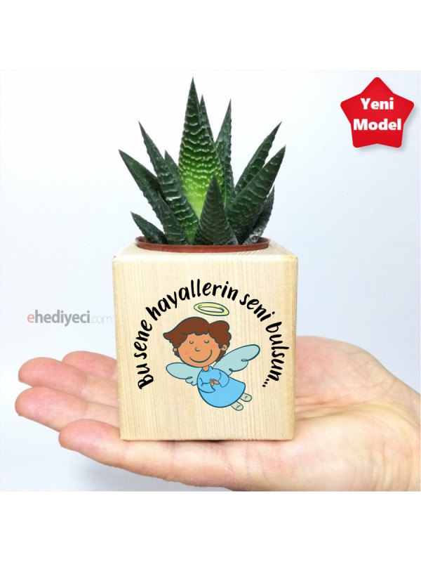 Hediyesi Ahşap Yılbaşı Yeni Yıl Küp Saksı Ve Sukulent&hellip;