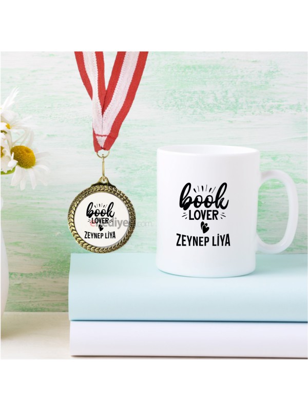 Kişiye Özel Kupa Book Lover Beyaz Bardak Ve Madalya -&hellip;