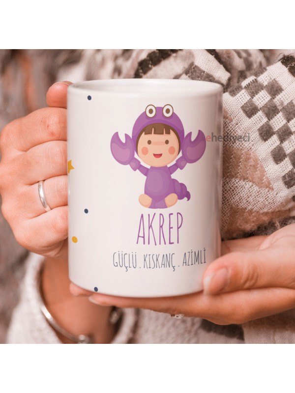 Özel Kupa Akrep Burcu Sevimli Beyaz Bardak&hellip;