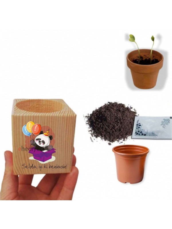 Kişiye Özel İyi Ki Varsın Panda Tasarımlı Saksıda&hellip;