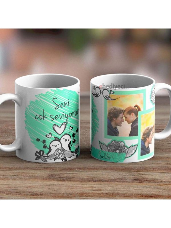 Kişiye Özel Fotoğraflı Çifte Kumrular Temalı Kupa-01&hellip;