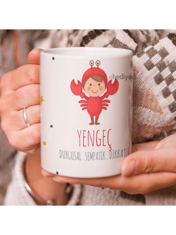Özel Kupa Yengeç Burcu Sevimli Beyaz Bardak… Özel Kupa Yengeç Burcu Sevimli Beyaz Bardak…