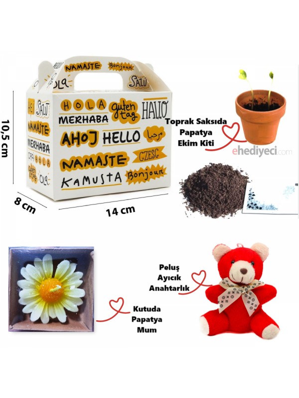 Özel Mum Hediye Hello Kutuda Peluş Ayıcık Papatya Ve… Özel Mum Hediye Hello Kutuda Peluş Ayıcık Papatya Ve…