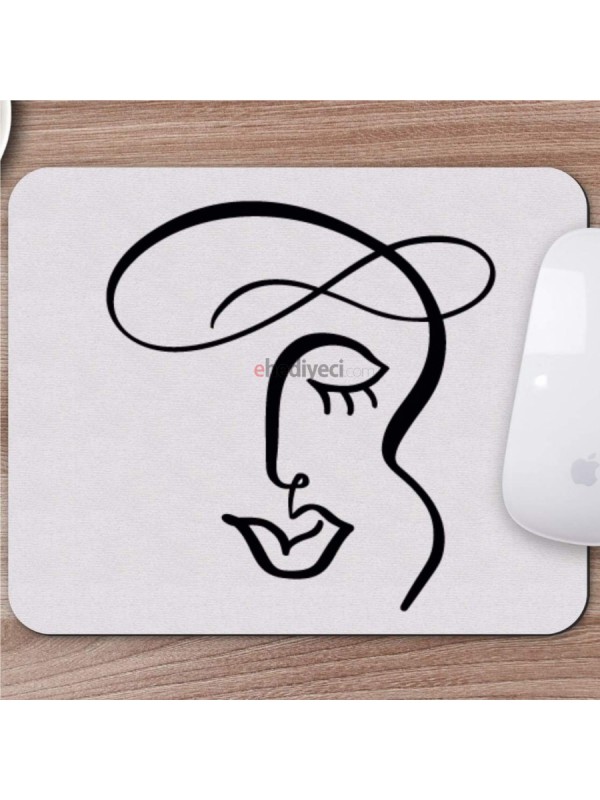 Karakalem Çizimi Soyut Yüz Tasarımlı Mousepad -8&hellip;