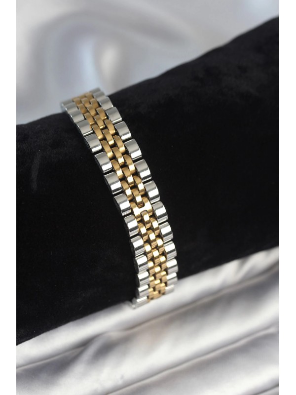 Çelik Gümüş Erkek Bileklik 316L 12 Mm Kalınlıkta Gold&hellip;