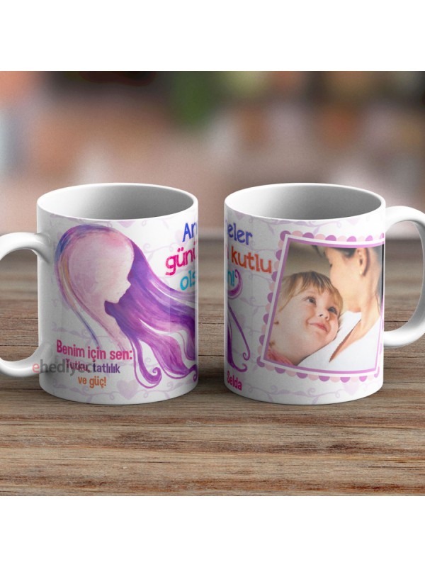 Kişiye Özel Fotoğraflı Anne Temalı Beyaz Kupa-62&hellip;