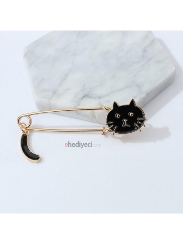 Bayan Liya Sevimli Kara Kedi Broş&hellip;