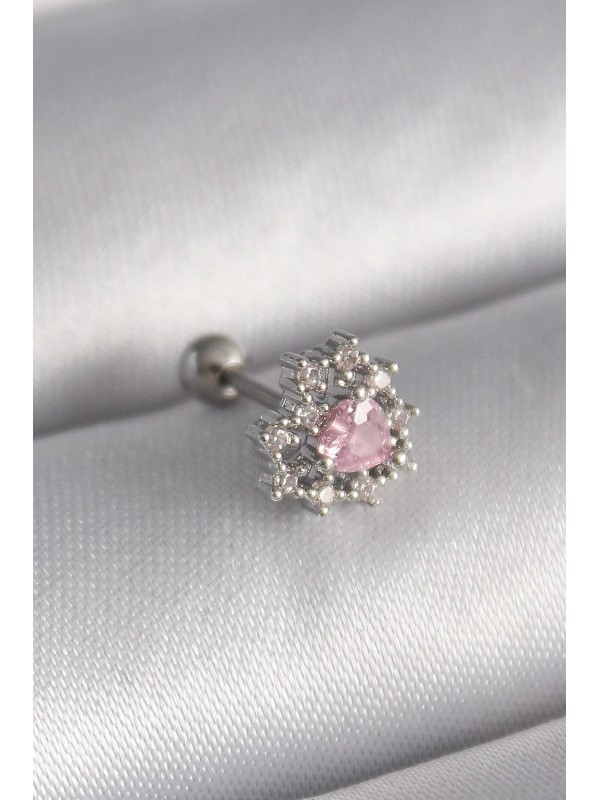 Çelik Gümüş Taşlı Kalp 316L Renk Zirkon Tragus Piercing&hellip;
