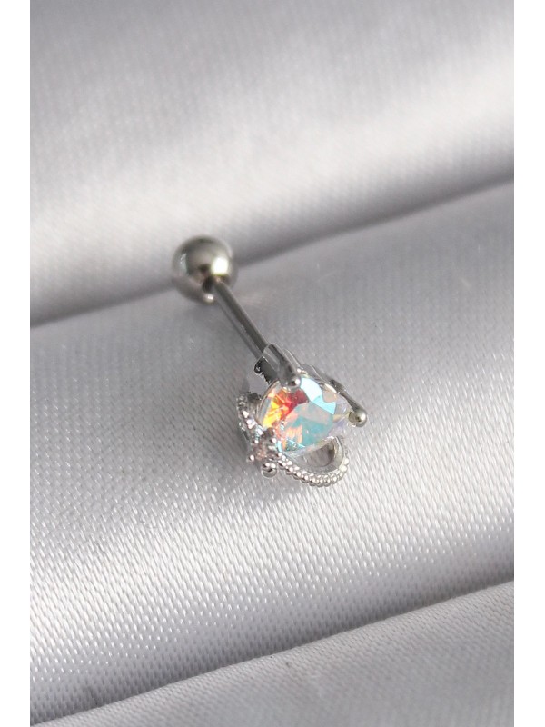 Çelik Gümüş Taşlı Kalp 316L Renk Zirkon Tragus Piercing&hellip;